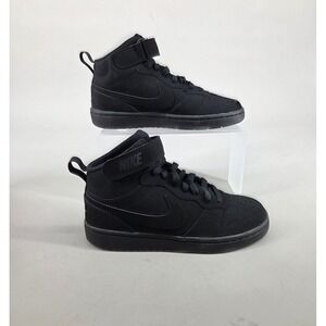 Nike Court Borough Mid 2 Kids 4Y Black Sneakers High Top Athletic Streetwear